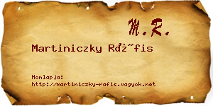 Martiniczky Ráfis névjegykártya